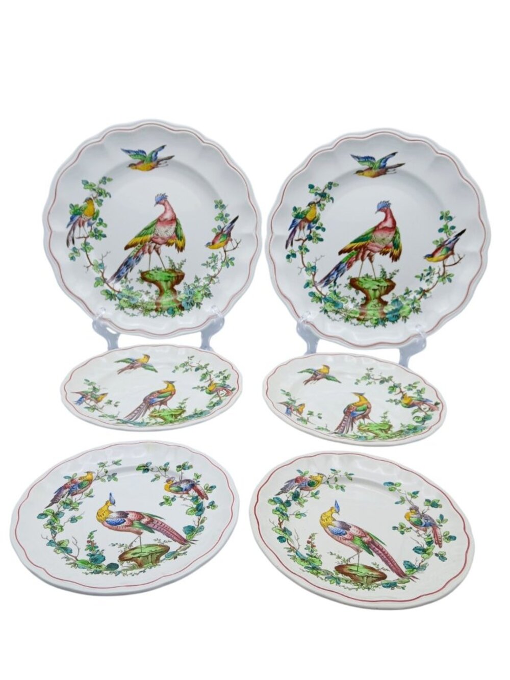 Spode Chelsea Bird Thin Red Line 6pc 2 Place Settings Plates England